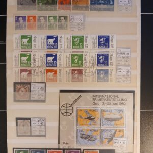 Norge (144) Planche med blanding af postfriske og stemplede frimærker.