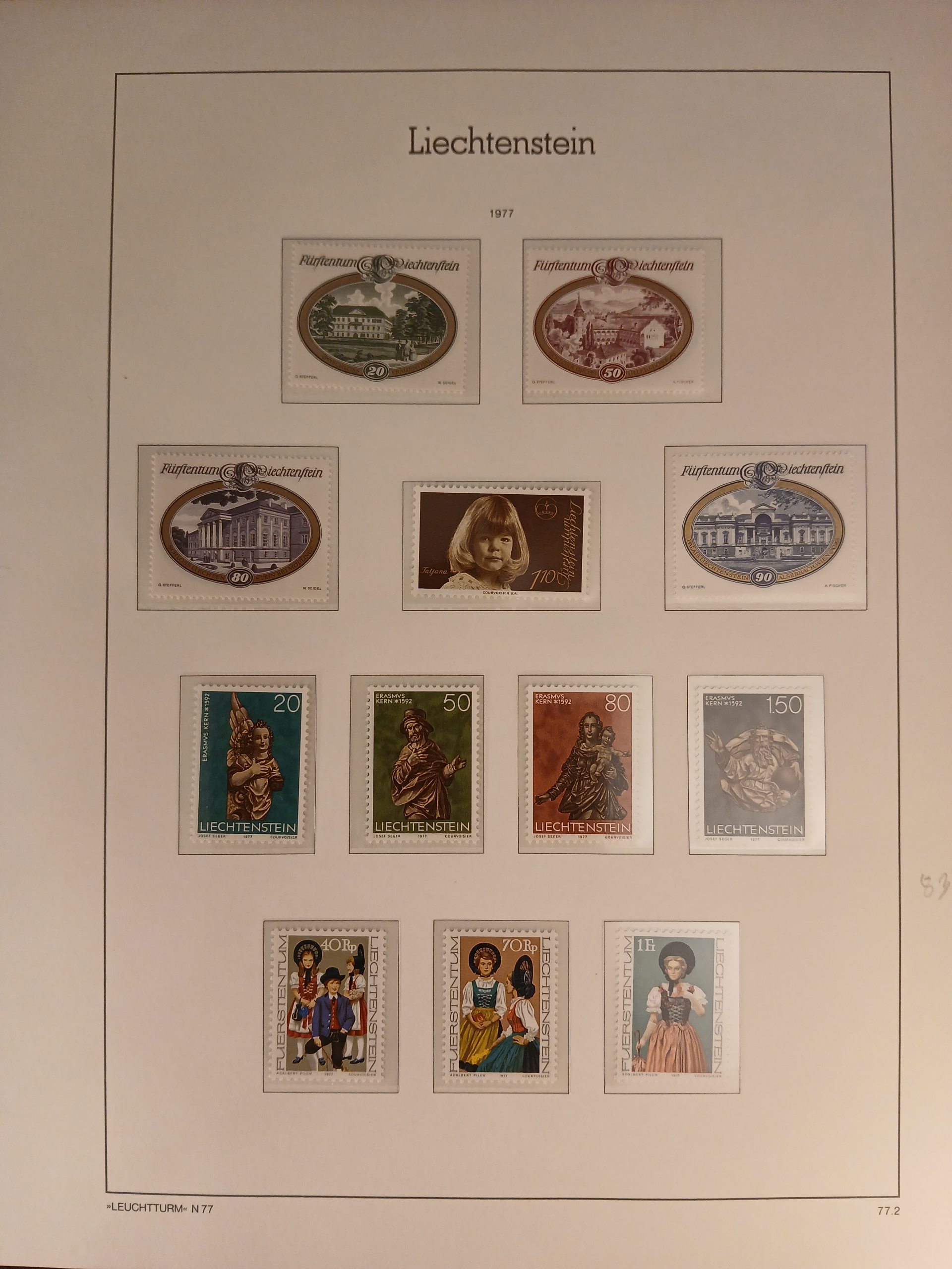 Liechtenstein (400) Postfriske frimærker fra 1965 til 1977. Tilsyneladende komplet