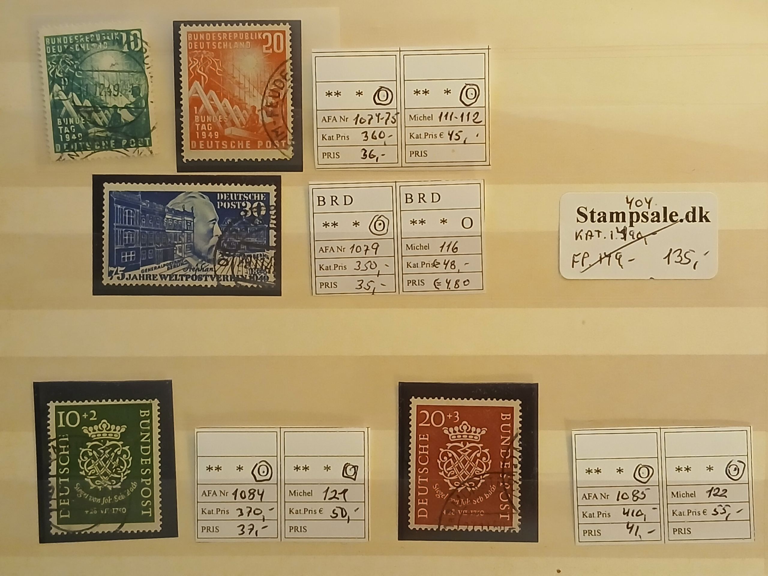 Vesttyskland (404) Planche med sjældne stemplede frimærker