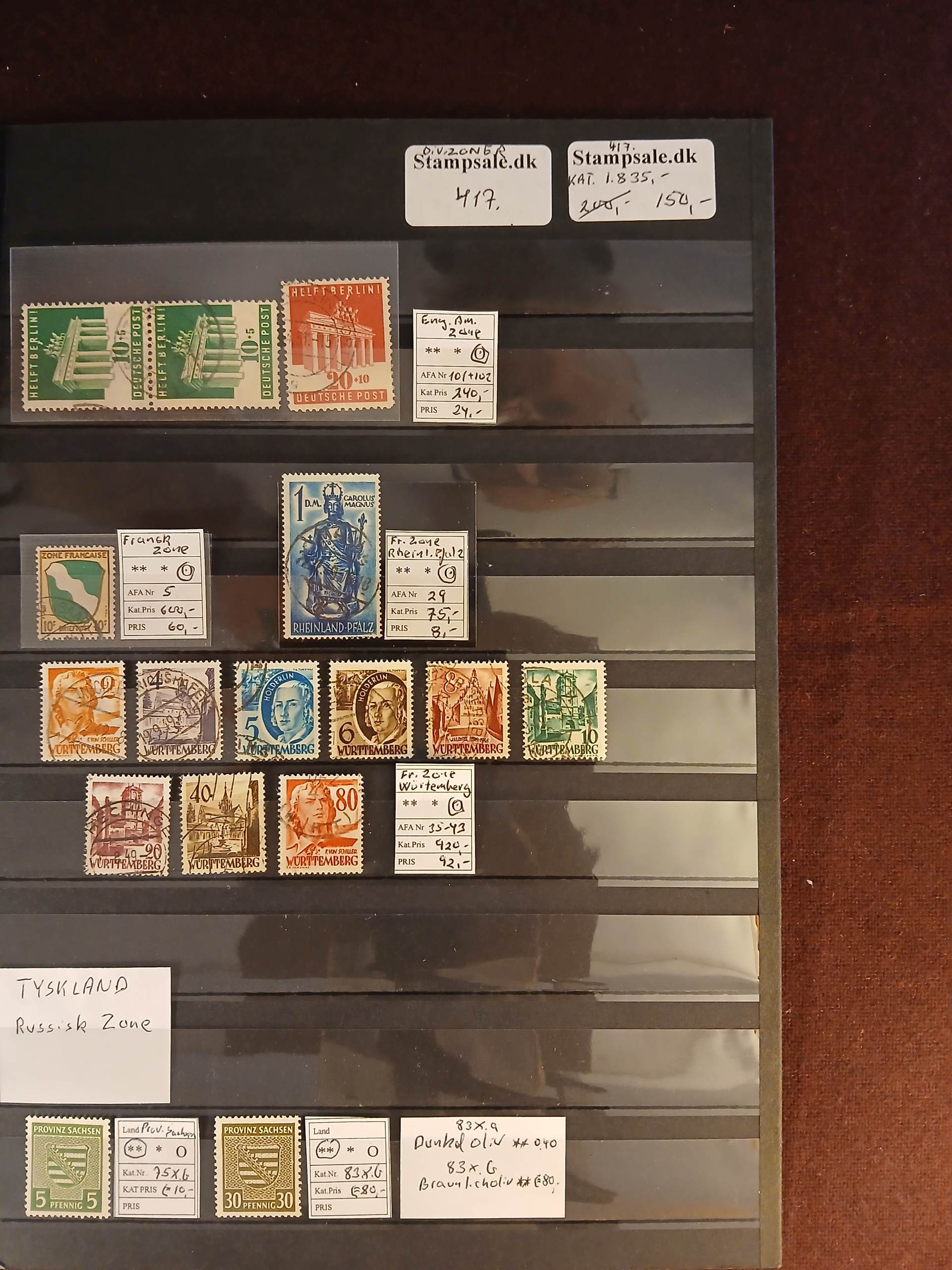 Tyskland Zoner (417) Planche med frimærker fra flere Zoner