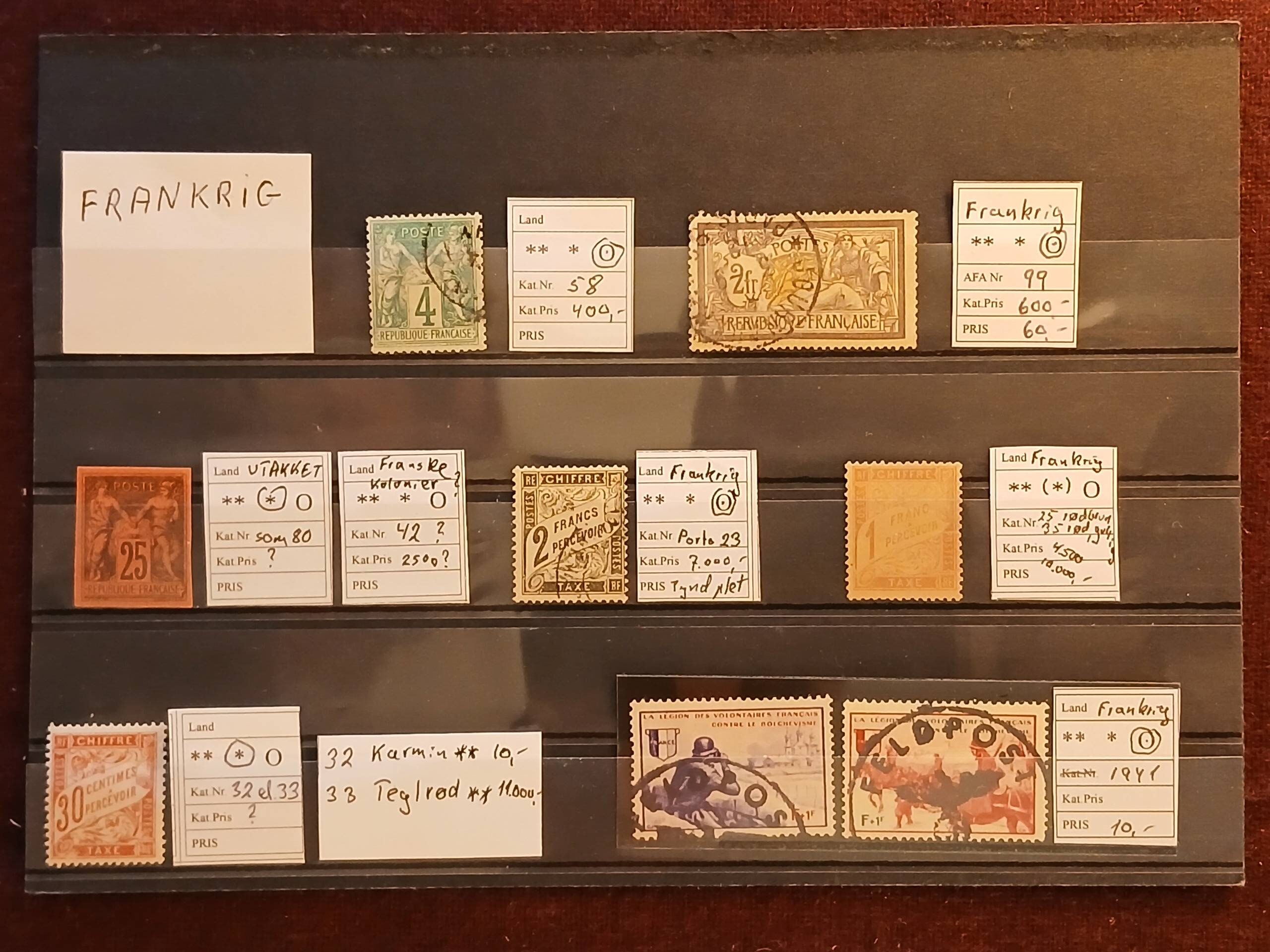 Frankrig (474) Supertilbud. Planche med sjældne frimærker.